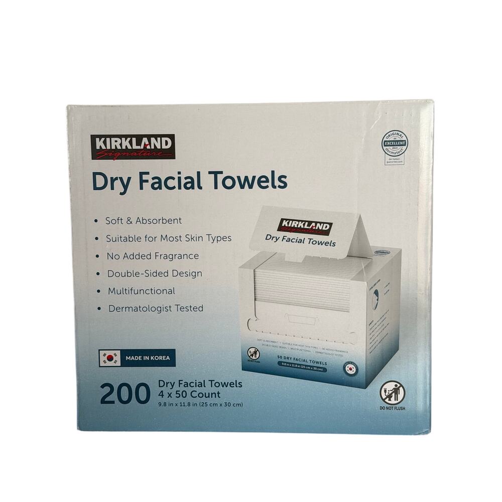 Kirkland Signature Daily Dry Facial Towels, 150-Count, Extra Soft Disposable